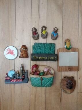 Vintage Lot  Assorted Decorative Fridge Magnets Animals London Zoo Ceramic Wood